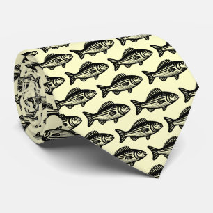Fish Pattern - Black on Pale Yellow Tie