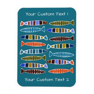 Fish Pattern custom text & colour magnet