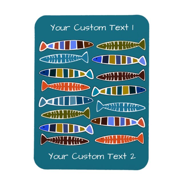 Fish Pattern custom text & colour magnet (Vertical)