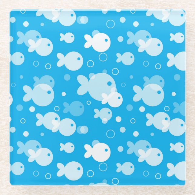 fish pattern glass coaster (Front)