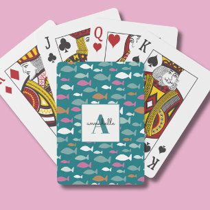 Fish pattern monogram playing cards