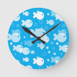 fish pattern round clock