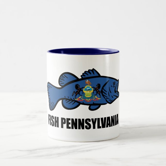 Fish Pennsylvania Bass Two-Tone Coffee Mug (Center)