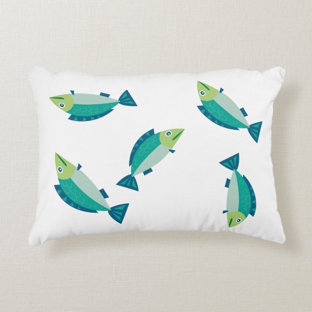 FISH PILLOW, COLOURED FISHES , SOFT TRENDY PILLOW (Front)