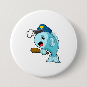 Fish Police officer Police hat 7.5 Cm Round Badge