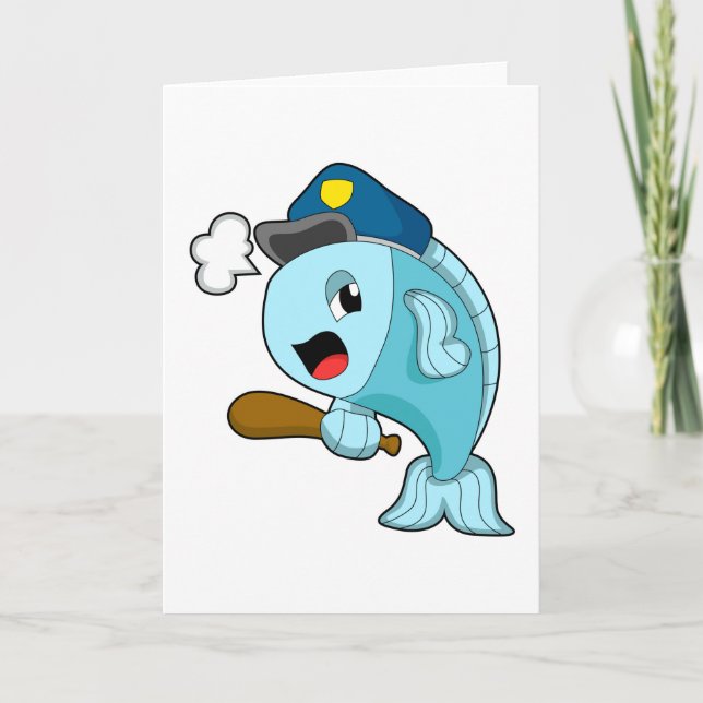 Fish Police officer Police hat Card (Front)