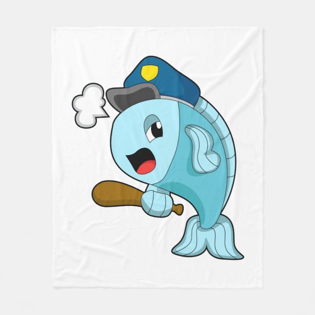 Fish Police officer Police hat Fleece Blanket (Front)