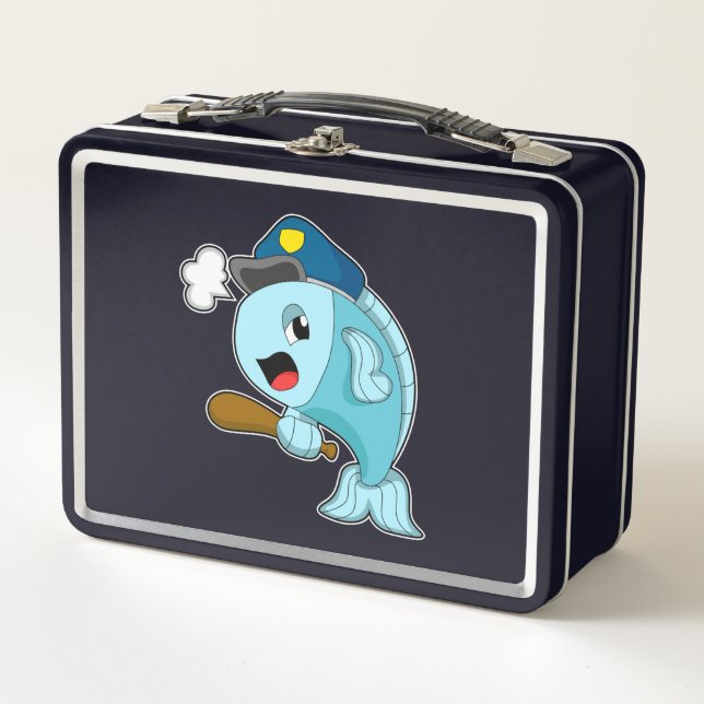 Fish Police officer Police hat Metal Lunch Box (Front)