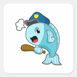 Fish Police officer Police hat Square Sticker