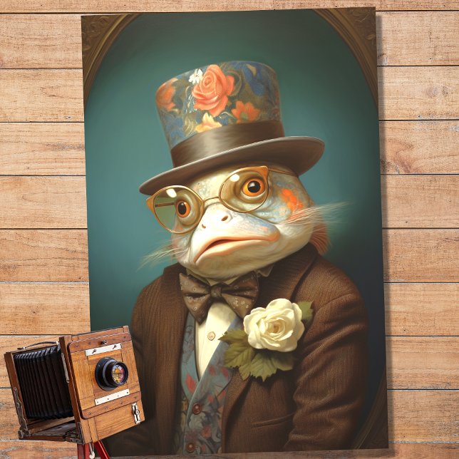Fish Portrait in Suit and Hat 4 Decoupage Paper (Creator Uploaded)
