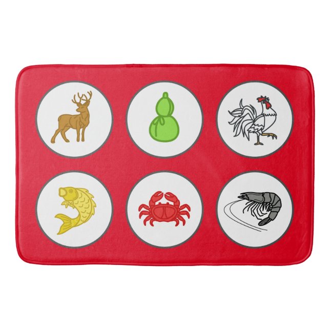 Fish Prawn Crab Game Bath Mat - Red (Front)