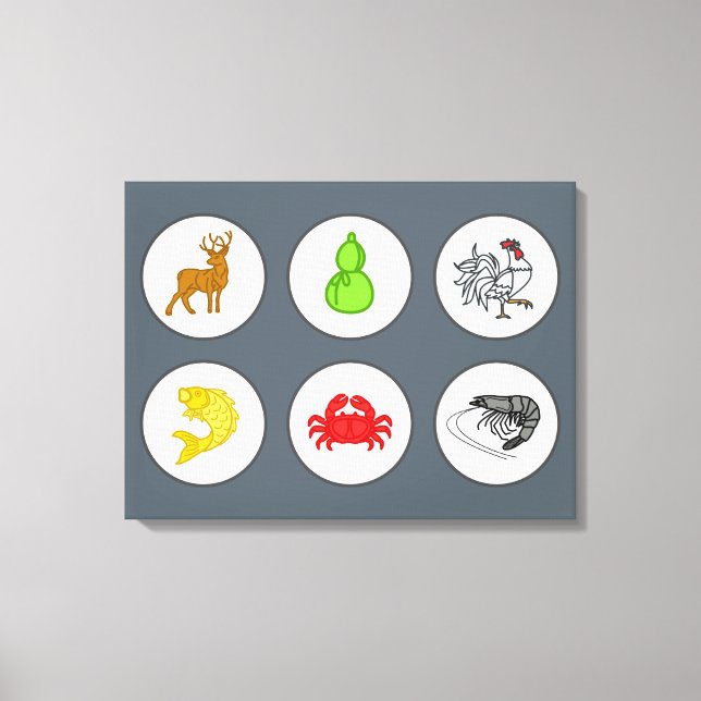 Fish Prawn Crab Game Board - Sepia Canvas Print (Front)