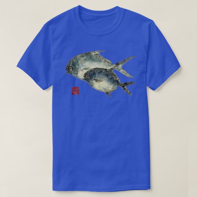 Fish Prints Original Art Gyotaku Florida Pompano  T-Shirt (Design Front)