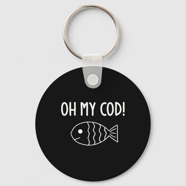 Fish Puns, Oh My Cod, Funny, Jokes, Sarcastic  Key Ring (Front)