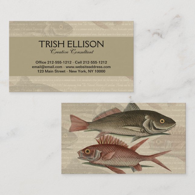 Fish Red Perch Fisherman Art Business Card (Front/Back)