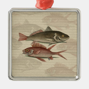 Fish Red Perch Fisherman Art Metal Tree Decoration