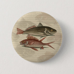 fish red perch Vintage fisherman gift 6 Cm Round Badge