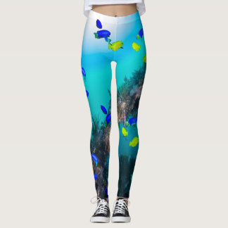 fish reef collage leggings