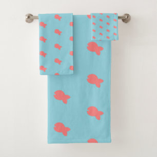 Fish Repeat Kids Baby Lt Blue Bath Towel Set
