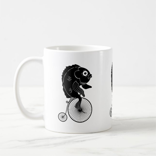 Fish Riding a Bike Coffee Mug (Left)