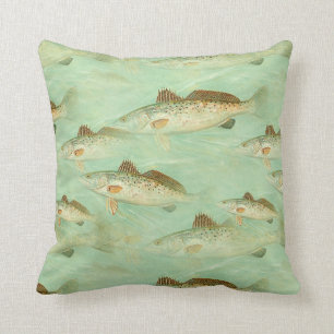 Fish rustic colour illustration pattern cushion