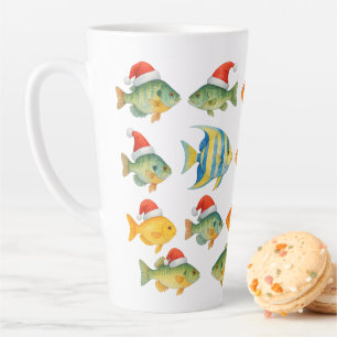 Fish Santa for Fishing Lovers on Christmas Latte Mug
