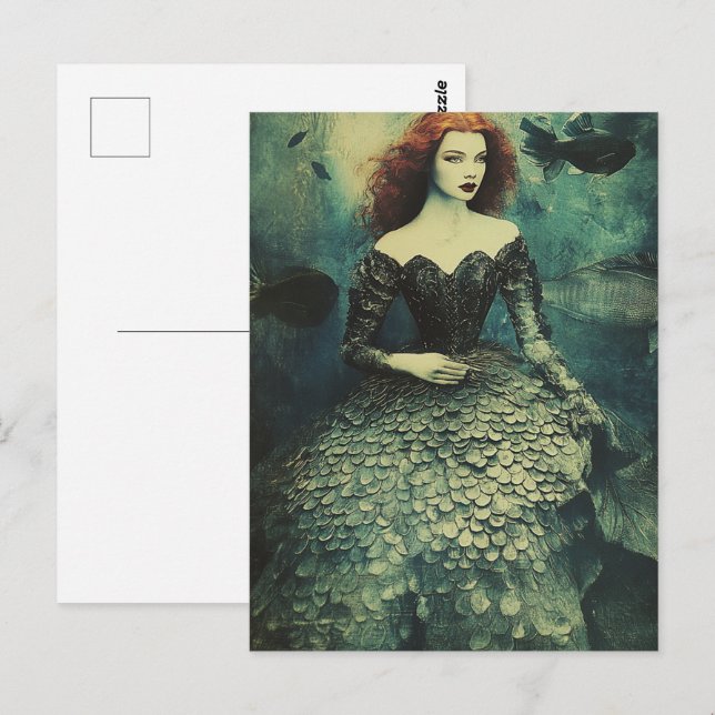 Fish Scale Dress Fashion Woman Postcard (Front/Back)