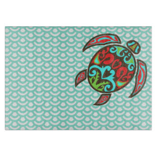 Fish Scales and Colourful Turtle Cutting Board