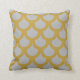 Fish Scales Pattern Pillow in Grey and Gold