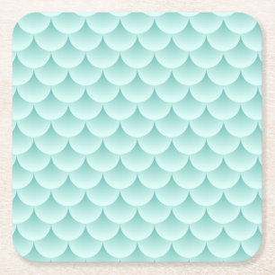 Fish Scales Pattern Square Paper Coaster
