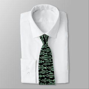 Fish School - Ghost Green on Black Tie