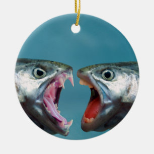 Fish Screaming at Each Other in a Yelling Match Ceramic Tree Decoration