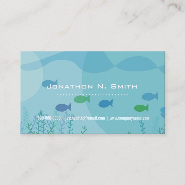 Fish, seaweed, under water graphic professional business card (Front)