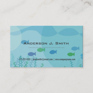 Fish, seaweed, under water graphic professional business card