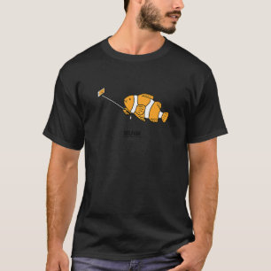 Fish Selfish Phone Photo Selfie Stick Orange Smil T-Shirt