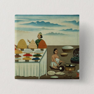 Fish seller, sweetmeat maker and sellers 15 cm square badge