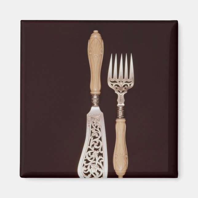 Fish-servers with carved ivory handles magnet (Front)