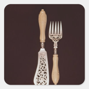 Fish-servers with carved ivory handles square sticker