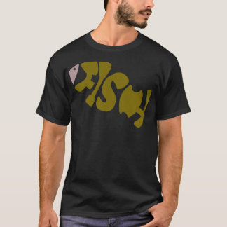 FISH shape Font T-Shirt