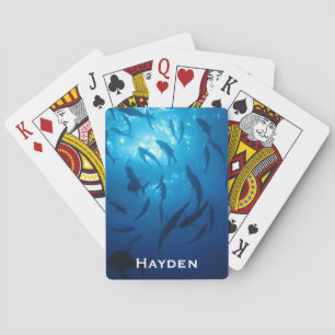 Fish Shoal and Sunlight Under the Sea Personalised Playing Cards