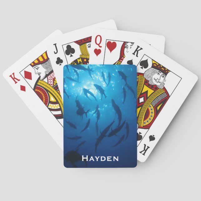 Fish Shoal and Sunlight Under the Sea Personalised Playing Cards (Back)