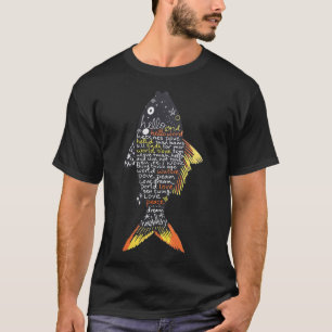 Fish Silhouette Cute Aquatic Words Art Fun Fish Wo T-Shirt