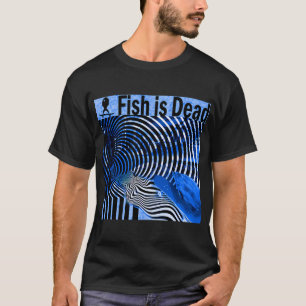Fish Skateboarding on illusions Blue T-Shirt