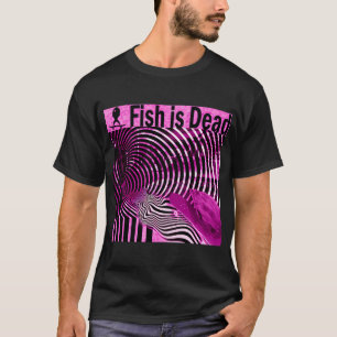 Fish Skateboarding on illusions Pink T-Shirt