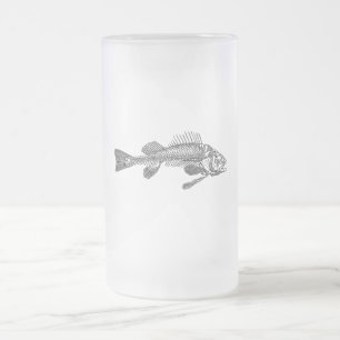 Fish skeleton frosted glass beer mug