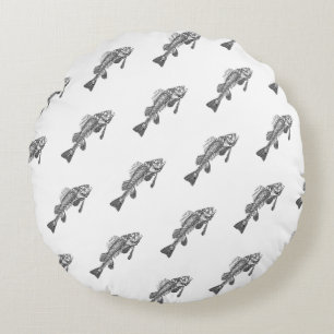 Fish skeleton round cushion