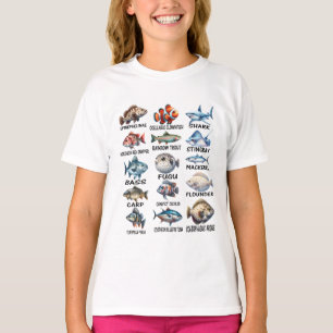 Fish Species Types Of Freshwater Fish Fisherkid T-Shirt