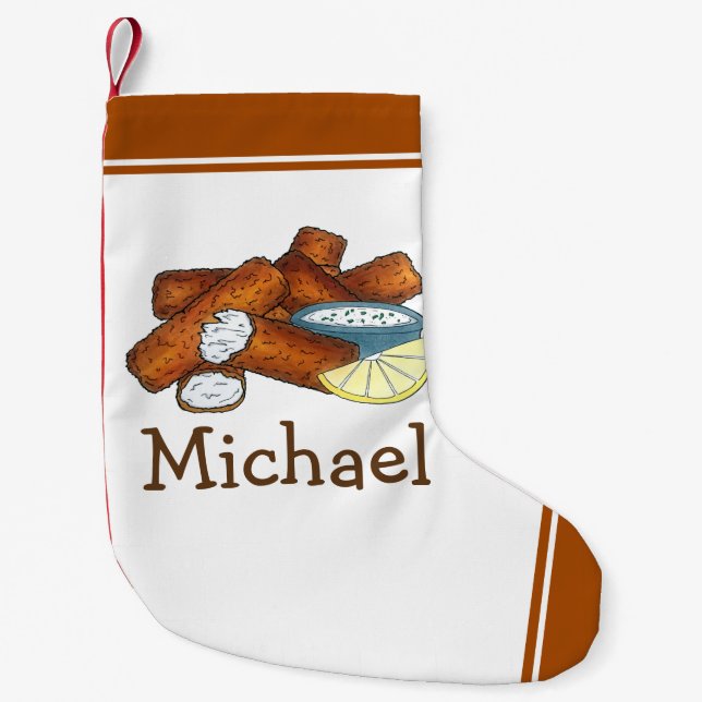 Fish Sticks Fishsticks Fish Fingers Tartar Sauce Small Christmas Stocking (Front)