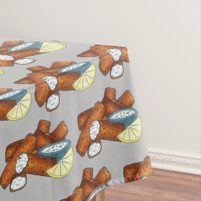 Fish Sticks Fishsticks Fish Fingers Tartar Sauce Tablecloth (In Situ)