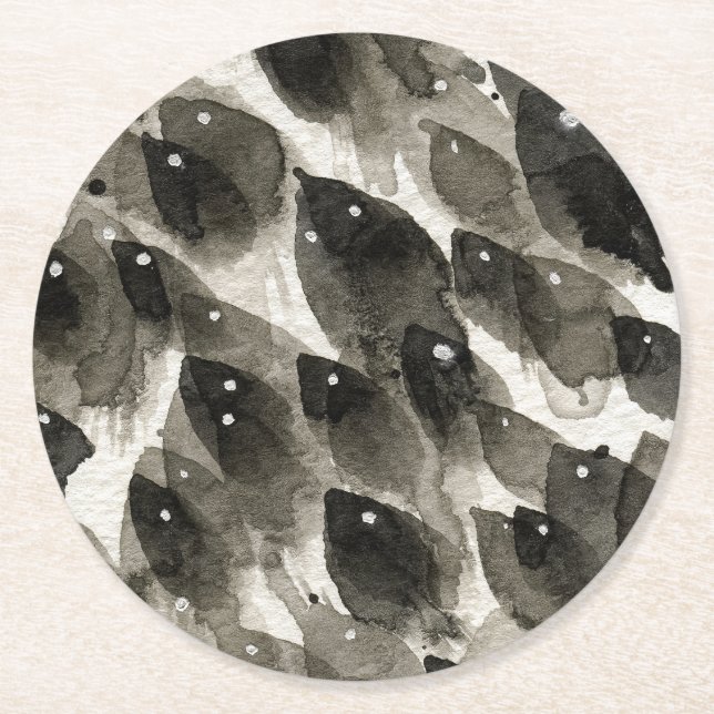 Fish Storm Round Paper Coaster (Front)